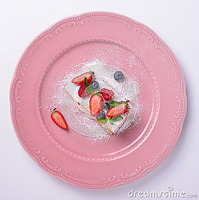 Delicious slice of cake, Italian Napoleon Milfey Stock Photo