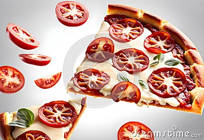 Delicious Slice of pepperoni pizza isolated on white background Cartoon Illustration