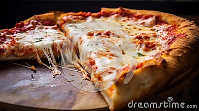 delicious slice of pizza with cheese.Generative AI Stock Photo