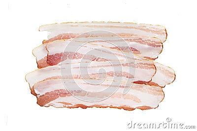 delicious slices of sliced bacon, isolate on a white background Stock Photo