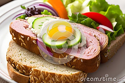 Delicious SmÃ¸rrebrÃ¸d Photography. Food background. AI Image Generated Stock Photo