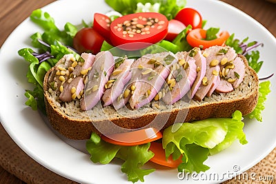Delicious SmÃ¸rrebrÃ¸d Photography. Food background. AI Image Generated Stock Photo