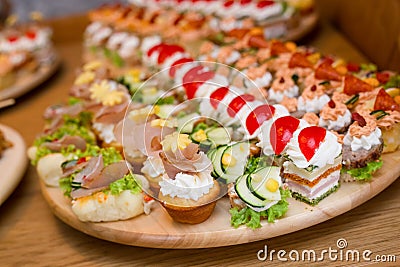 Delicious snacks of food arranged on a plate Stock Photo