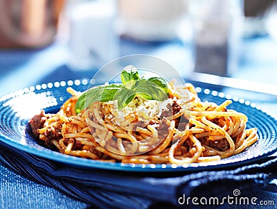 Delicious spaghetti in bolognese sauce Stock Photo