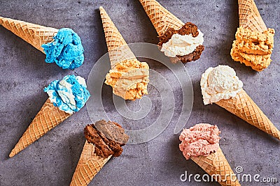 Delicious speciality ice cream cones Stock Photo