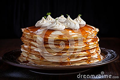 Delicious Stack crepes. Generate Ai Stock Photo