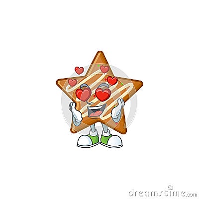 Delicious star cookies with character in love shape Vector Illustration