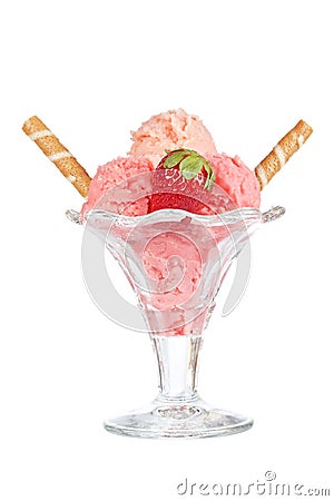 Delicious strawberry ice cream Stock Photo