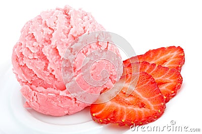 Delicious strawberry ice cream Stock Photo