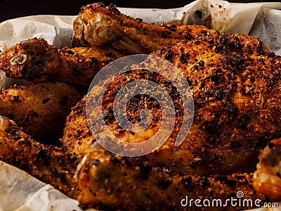 Delicious stuffed roast chicken. ready dish from the oven Stock Photo