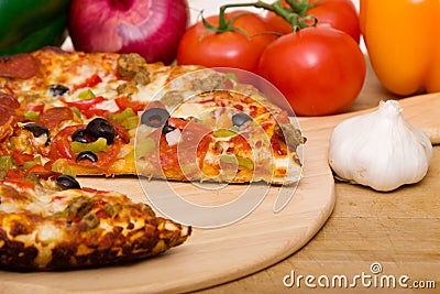 Delicious supreme pizza Stock Photo