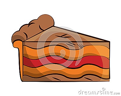 Delicious sweet cake portion icon Vector Illustration