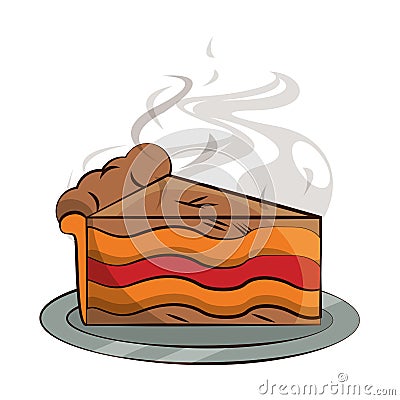 Delicious sweet cake portion icon Vector Illustration