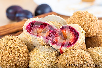 Delicious sweet plum dumplings Stock Photo