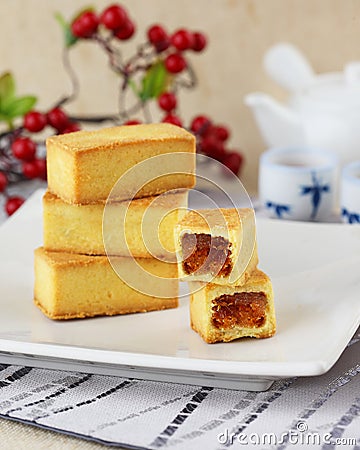 Delicious Taiwanese pineapple tart Stock Photo