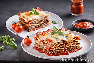 A delicious and tempting Italian Bolognese Thousand Flute Stock Photo