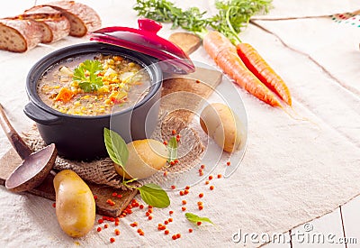 Delicious thick vegetable stew or soup Stock Photo