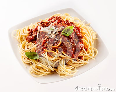 Delicious traditional Italian spaghetti Bolognese Stock Photo