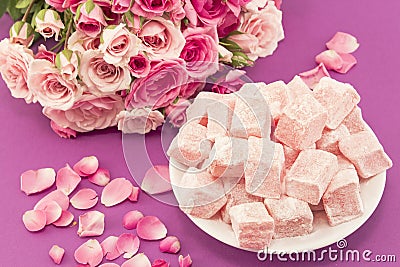 Delicious Turkish Delight of Roses Stock Photo