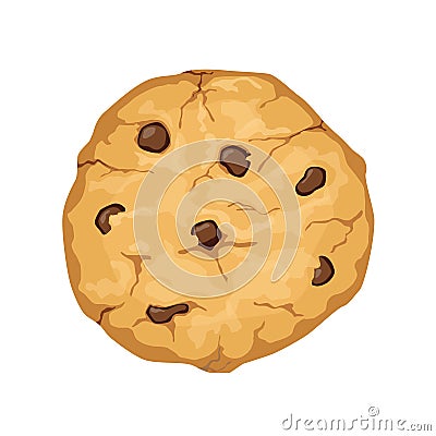 Delicious vector cartoon cookie with chocolate chips isolated on Vector Illustration