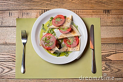 Delicious vegetarian lunches tomato salad Stock Photo