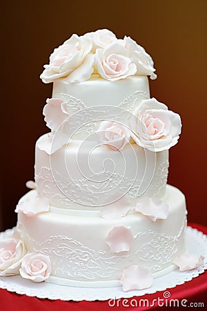 Delicious white wedding cake Stock Photo