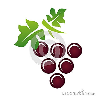 Delicious wine grape icon Vector Illustration