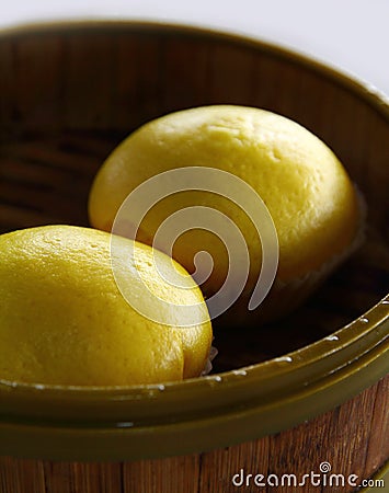 Delicious Yellow Oriental Custard Buns Stock Photo