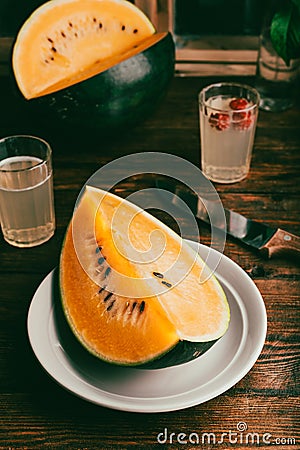 Delicious Yellow Watermelon Stock Photo