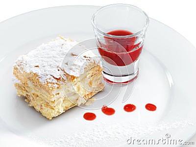 Delicious and yummy Napoleon cake with confectioners sugar Stock Photo