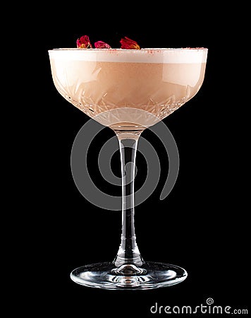 A deliciously cocktail with different fillings. Isolated on a dark background Stock Photo