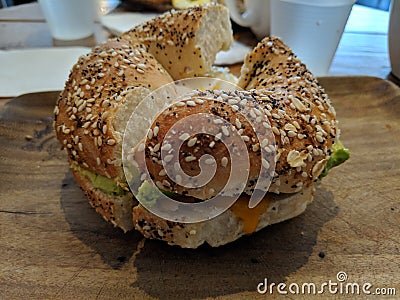 A deliciously prepared English bagel Stock Photo