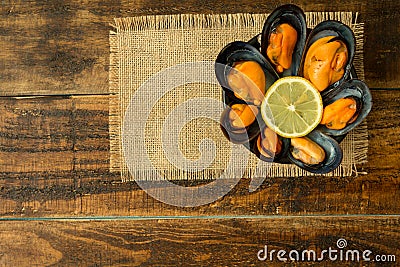 Delicius appetizer with natural mussels Stock Photo