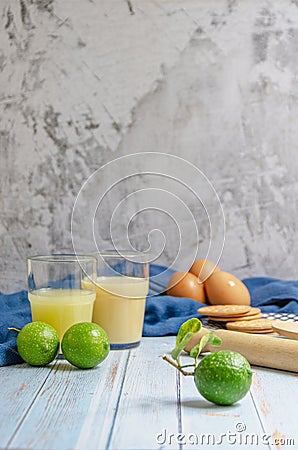 Delicius Lemon Pie Ingredients Rustic Background Stock Photo