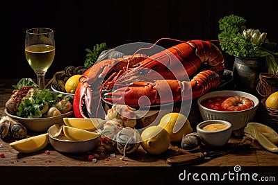 Delicous Seafood Feast Stock Photo