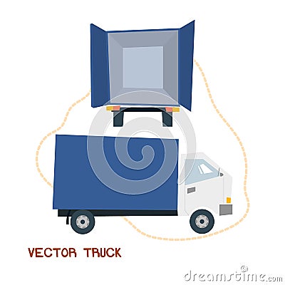 Delievery truck rear and side view cartoon style illustration vector Vector Illustration