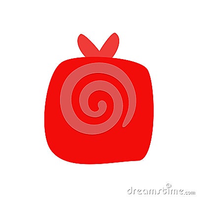 Delight backdrop backing in the form of a red gift icon, made in a deliberately childish, simplistic style. Vector flat Vector Illustration
