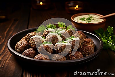 Delightful Arabic kibbeh meal. Generate Ai Stock Photo