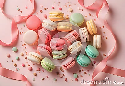 Delightful Array of French Macaroons Stock Photo