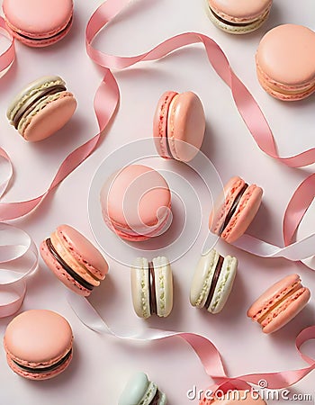 Delightful Array of French Macaroons Stock Photo