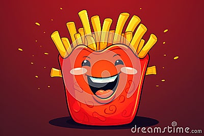 Delightful Cute fried fries character. Generate Ai Stock Photo