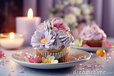 Delightful Easter cupcakes adorned with edible Stock Photo