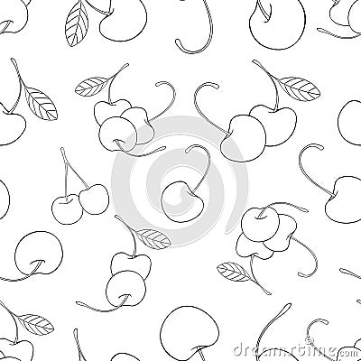 Delightful garden - Seamless pattern cherries 1 Stock Photo