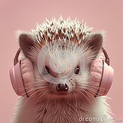 a delightful hedgehog sporting furry ear muffs Stock Photo