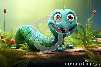 Cute cartoon worm character Stock Photo