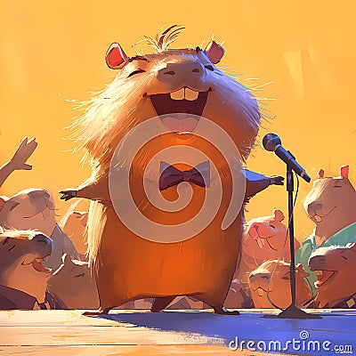 Joyful Hamster's Performance Captivates the Crowd! Stock Photo