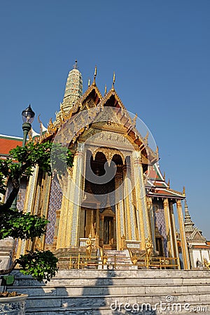 A delightful temple of the Emerald Buddha on a sunny day. A work of Asian religious Editorial Stock Photo