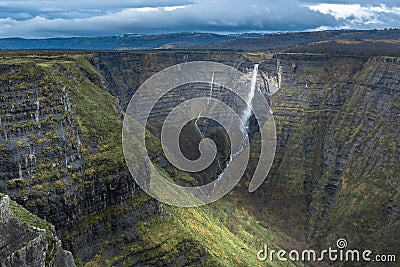 Delika canyon and waterfall in the Nervion river source, North of Spain Stock Photo