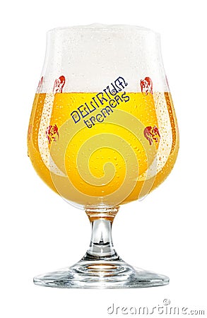 Delirium Tremens Belgian Beer in Label Glass Editorial Stock Photo