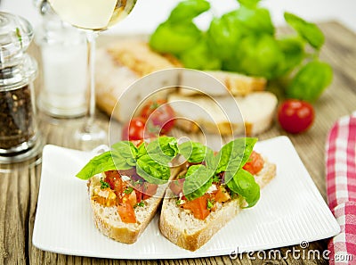Deliscious antipasti plate with parma parmesan olives Stock Photo